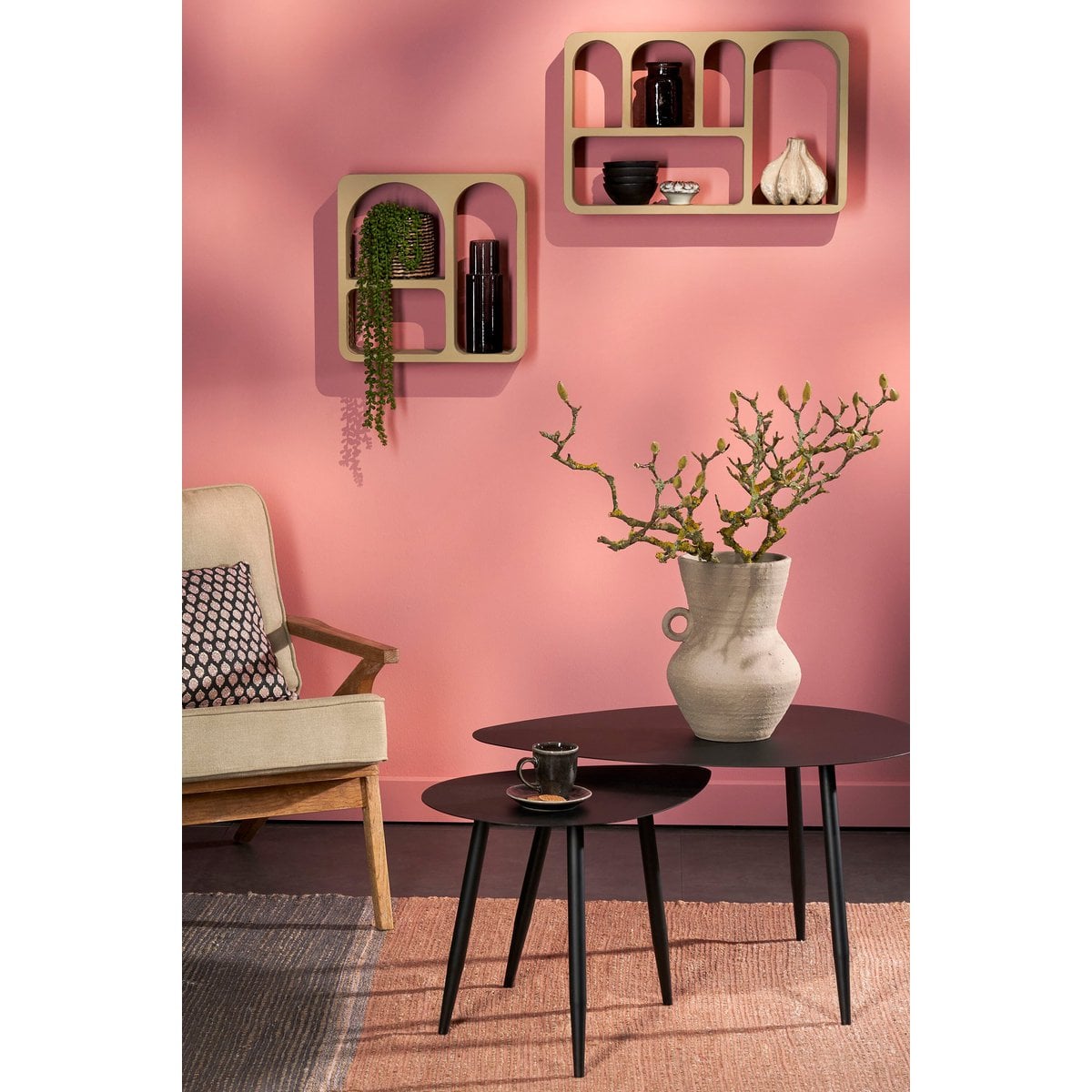 Bijzettafel set Zwart