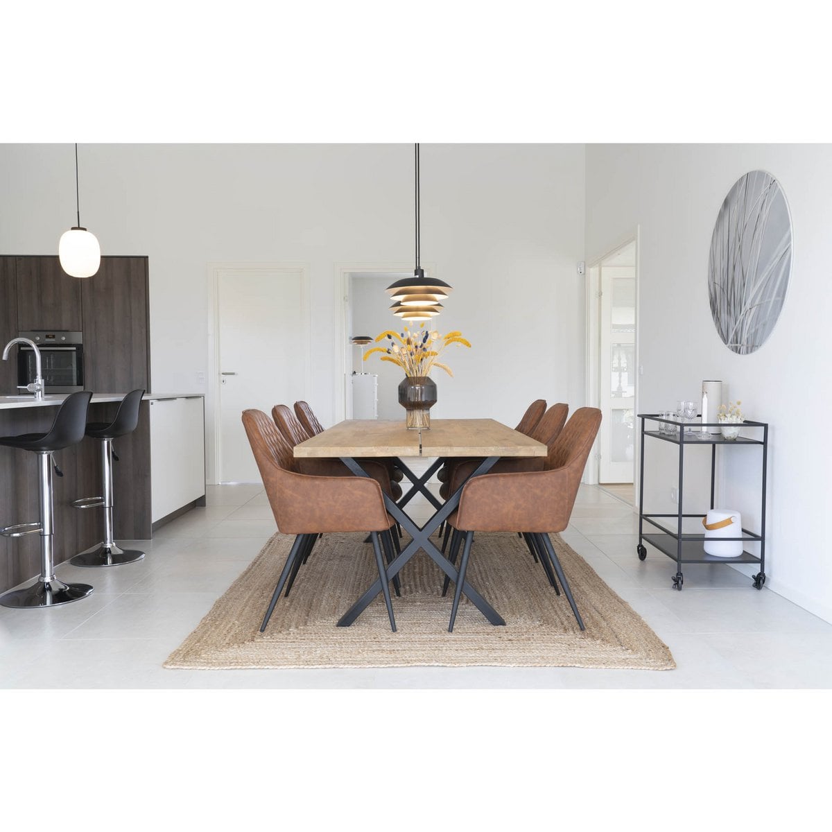 Harbo Eetkamerstoel - PU, Staal, Bruin - Set van 2