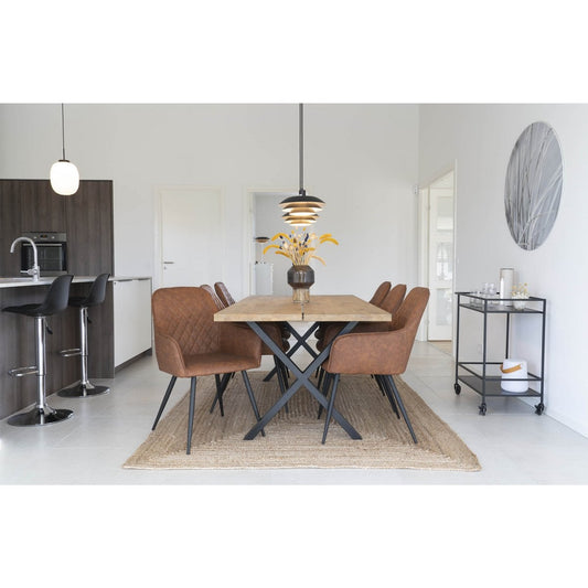 Harbo Eetkamerstoel - PU, Staal, Bruin - Set van 2