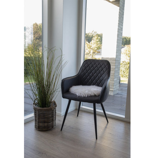 Zitting van lamsleer - Echt lamsleer, Ivoor - Ø35 cm