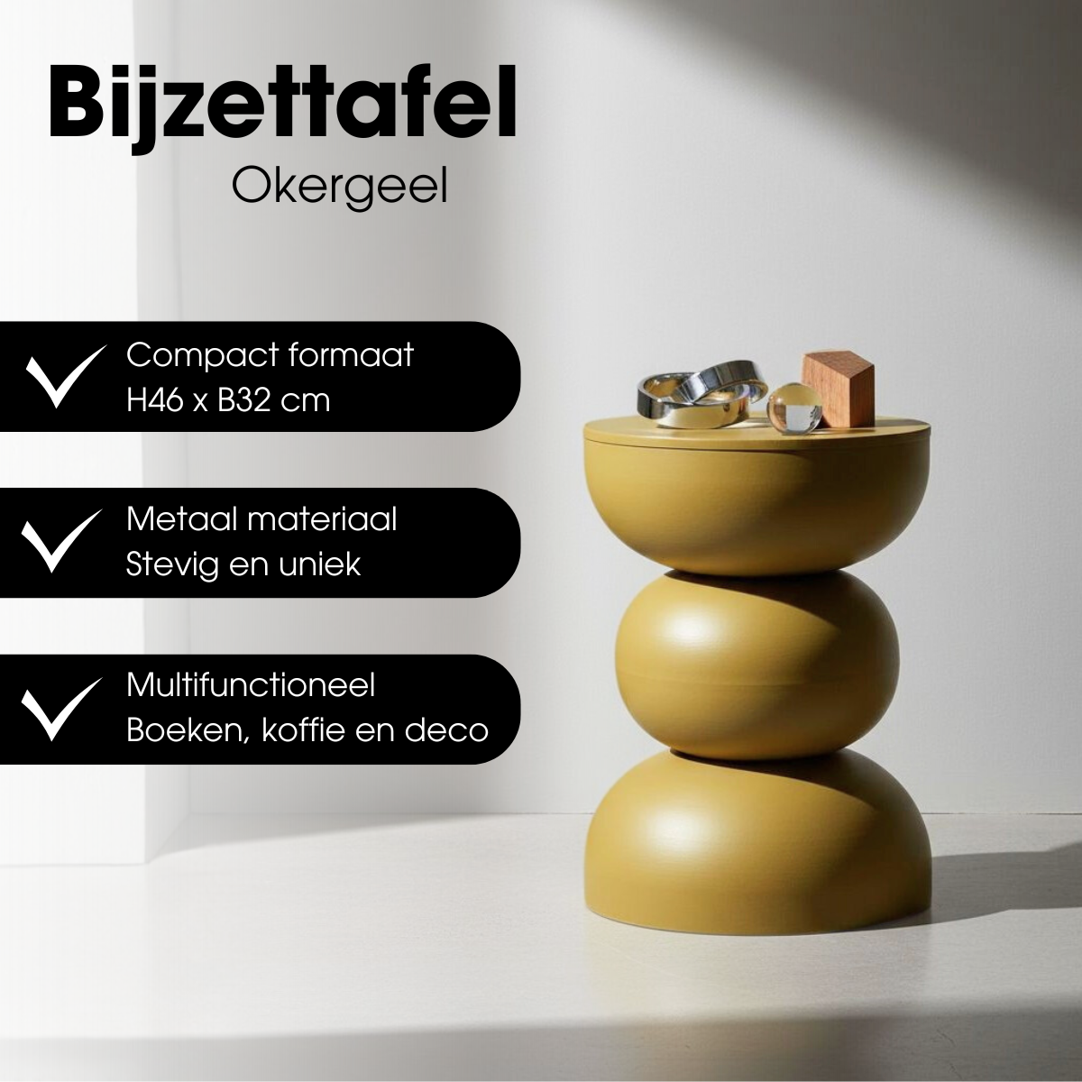 Bijzettafel Luna Geel