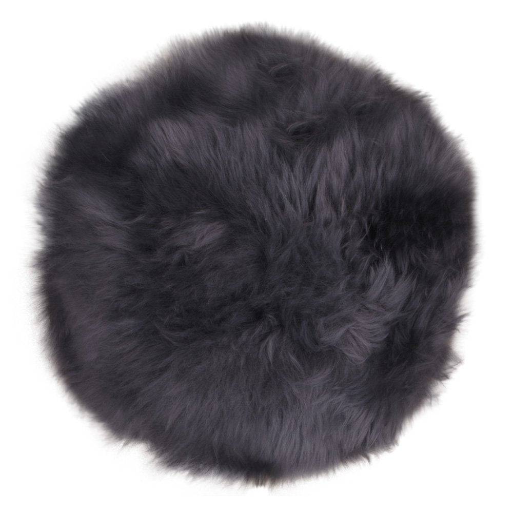 Zitting van lamsleer - Echt lamsleer, grijs - Ø35 cm