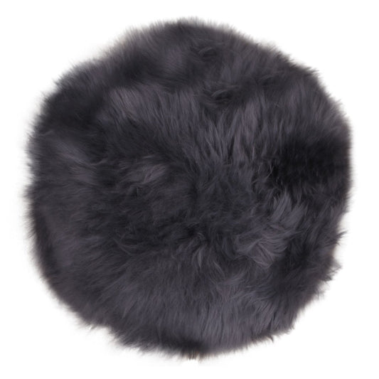 Zitting van lamsleer - Echt lamsleer, grijs - Ø35 cm