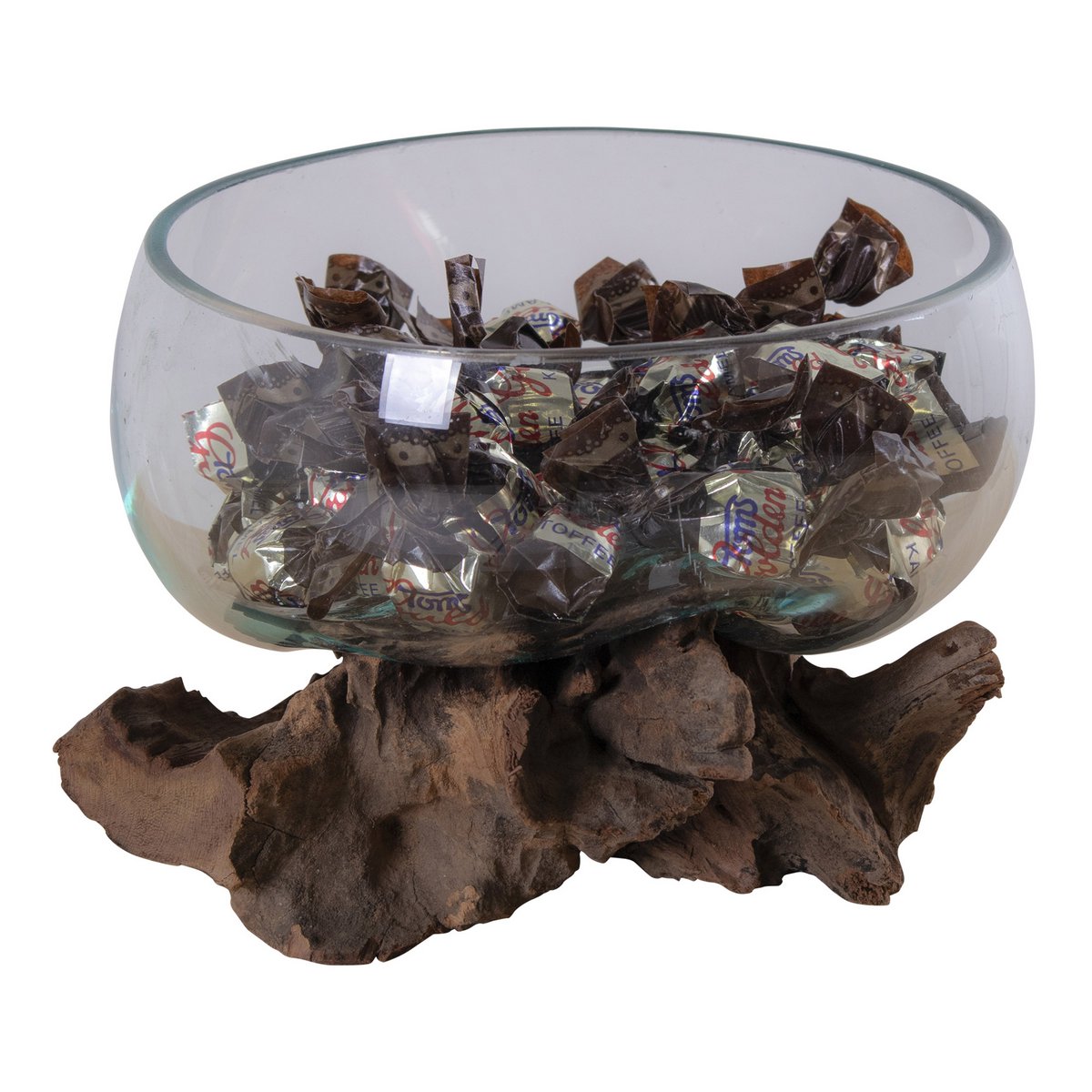 San Marino Waterdrop - Natuurlijk, Teakhout/Glas/Staal, 15x15x15 cm