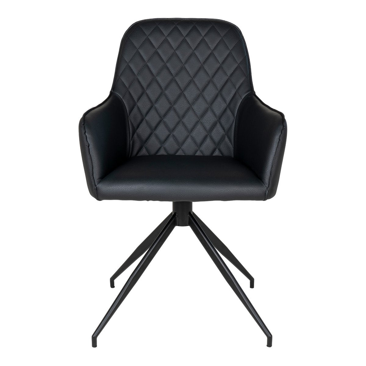 Harbo eetkamerstoel met draaiknop - Zwart, PU-leer, zwarte metalen poten