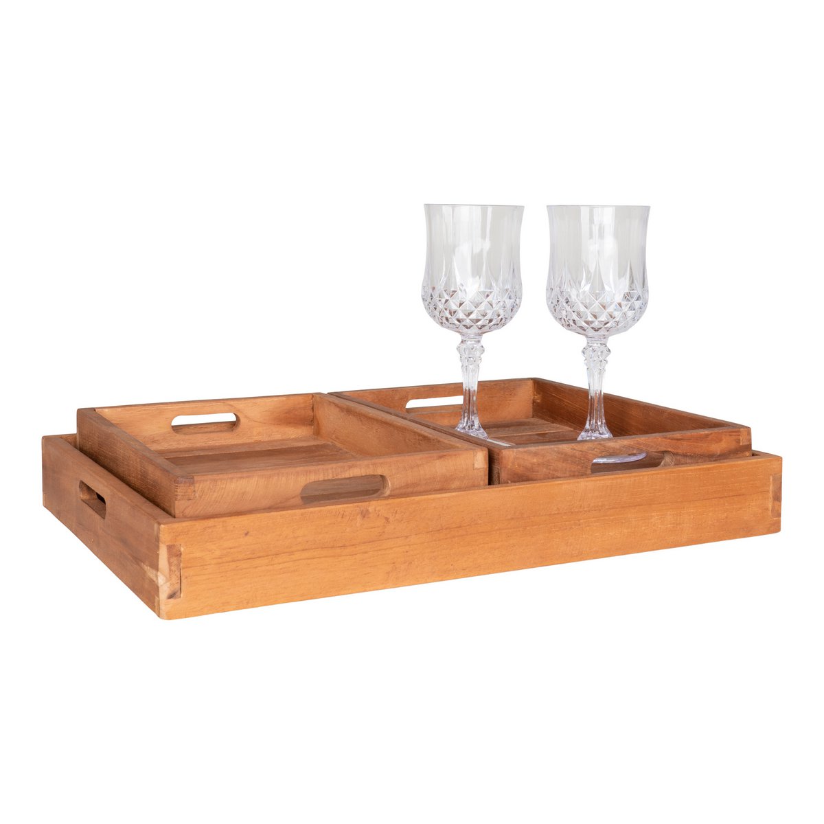 Faro Dienblad - Teak, Natuur, Set van 3