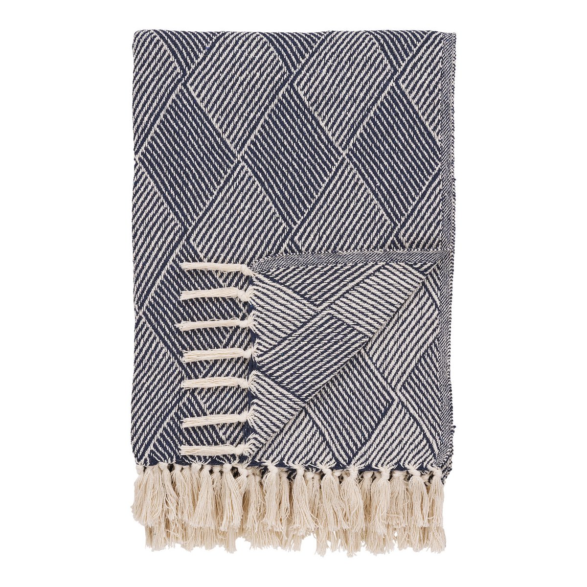 Izmir Plaid - Blauw, Katoen, Polyester, 130x180 cm