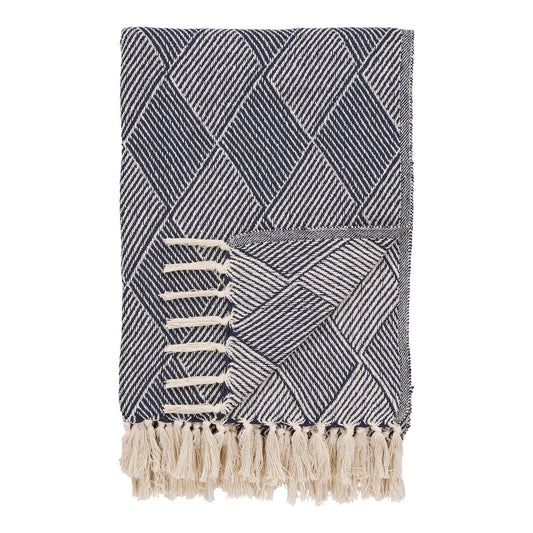 Izmir Plaid - Blauw, Katoen, Polyester, 130x180 cm