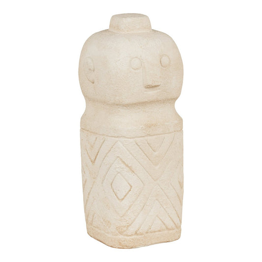 Decoratie - Decoratie in cement, beige, 6,5x6,5x15 cm