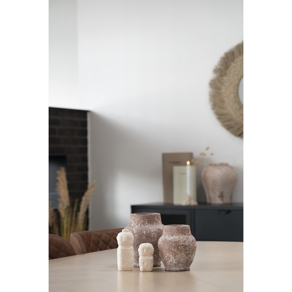 Decoratie - Decoratie in cement, beige, 6,5x6,5x15 cm