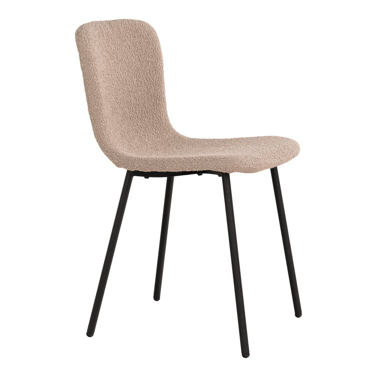 Halden Dining Chair - Eetkamerstoel in bouclé, beige met zwarte poten - Set van 2