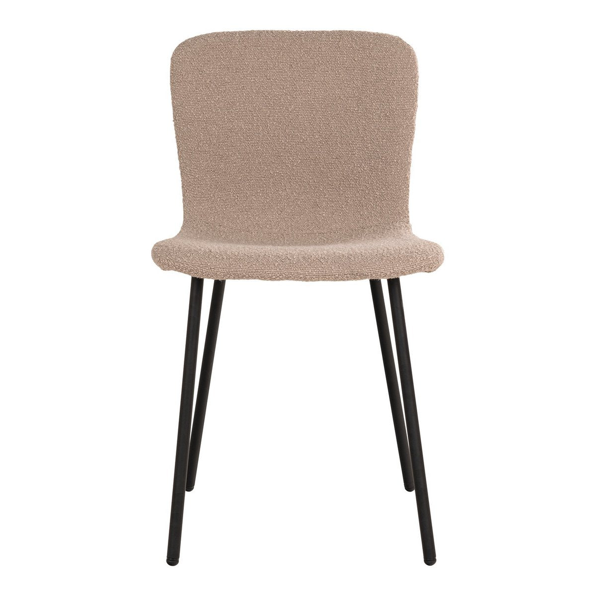 Halden Dining Chair - Eetkamerstoel in bouclé, beige met zwarte poten - Set van 2