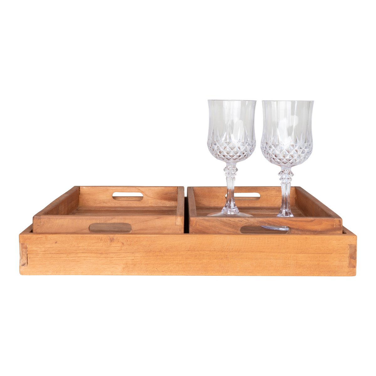 Faro Dienblad - Teak, Natuur, Set van 3
