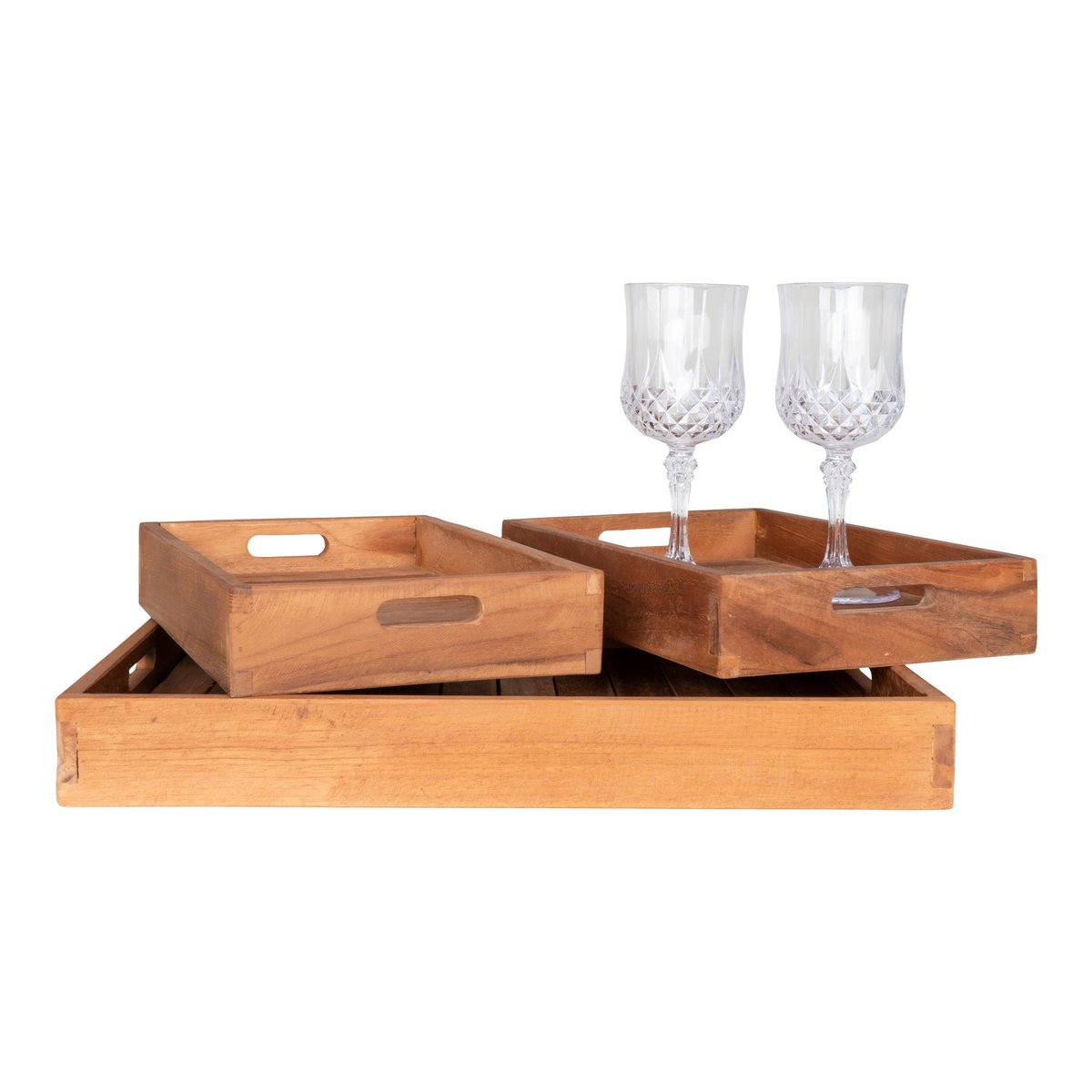 Faro Dienblad - Teak, Natuur, Set van 3
